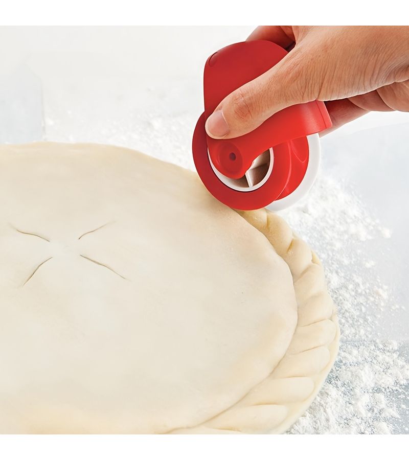 1pc Red Pizza Pie Curler For Decorating And Baking Pizza Pastry Crusts - Image 1