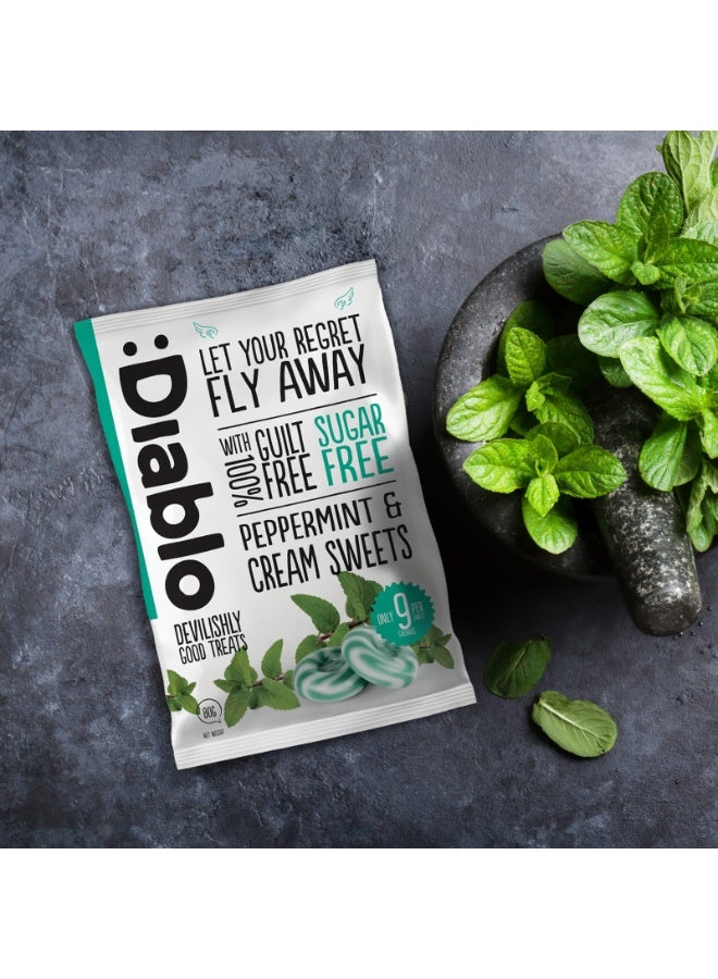 Diablo Sugar Free Mint & Cream Sweets | Low Calorie | Sweetened with Maltitol | Pack of 3 (75g Each) - Image 1
