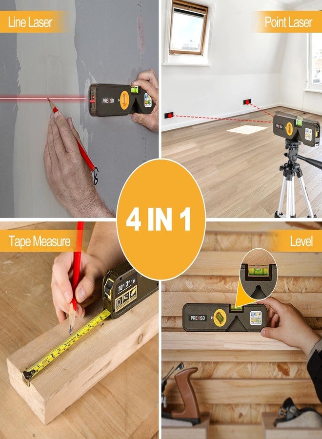 PREXISO 4-in-1 Laser Level Multipurpose Torpedo Level, 65Ft Alignment Point & 10Ft Leveling Line & 10Ft Measure Tape Ruler Thumb Lock for Hanging Picture Wall Writing Home Renovation (Brown Grey) - Image 3