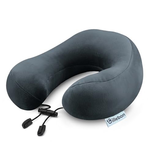 Billebon Premium Neck Pillow for Travelling Airplane Travel Pillow Comfortable Head Rest Neck Holder Pillow (Grey) - Image 1