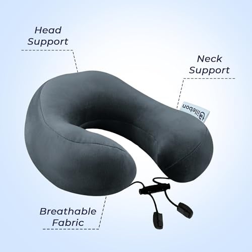 Billebon Premium Neck Pillow for Travelling Airplane Travel Pillow Comfortable Head Rest Neck Holder Pillow (Grey) - Image 2