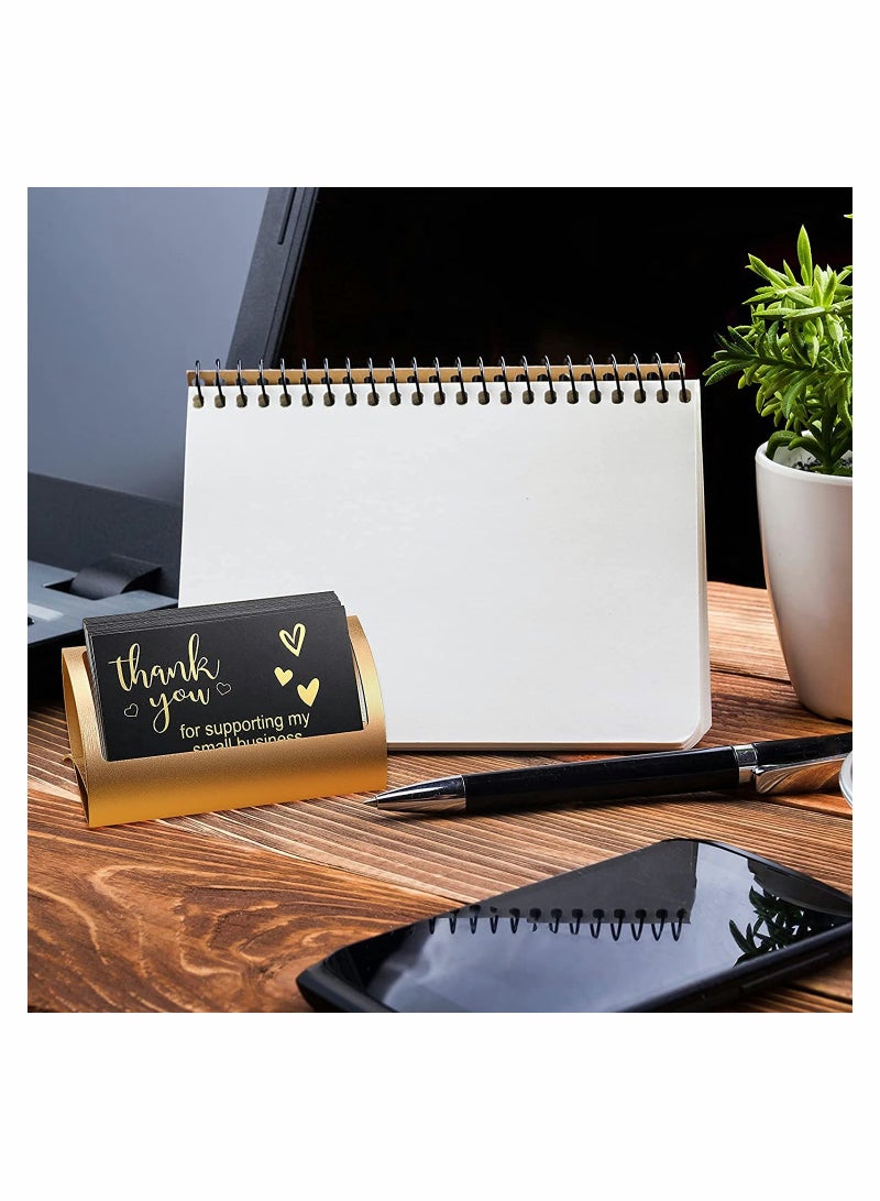 Excefore Business Card Holder, for Desk Aluminum Business Card Display Holder, Stand Desktop Name Card Rack Organizer Desk Card Accessory for Office, Reception, Rose Gold and Gold 2 Pieces - Image 5