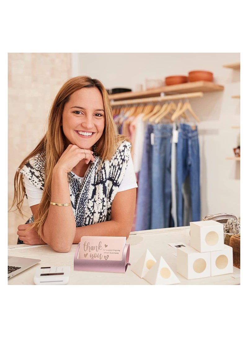 Excefore Business Card Holder, for Desk Aluminum Business Card Display Holder, Stand Desktop Name Card Rack Organizer Desk Card Accessory for Office, Reception, Rose Gold and Gold 2 Pieces - Image 4