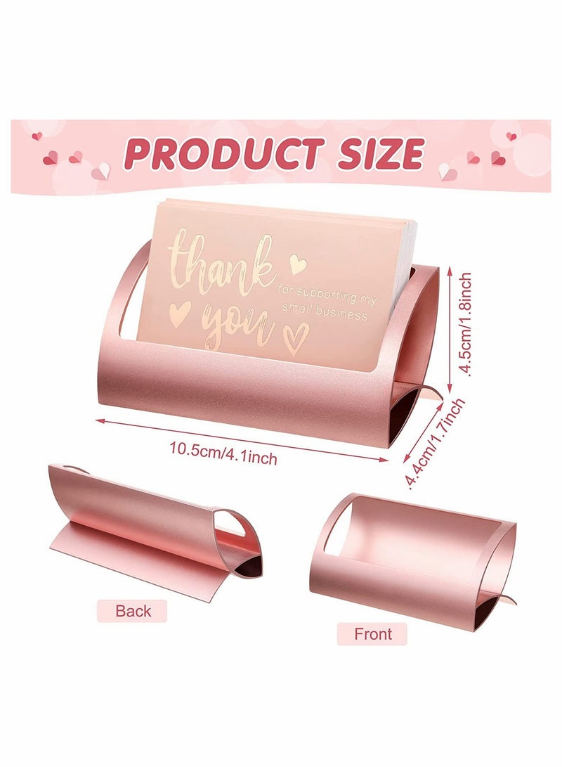 Excefore Business Card Holder, for Desk Aluminum Business Card Display Holder, Stand Desktop Name Card Rack Organizer Desk Card Accessory for Office, Reception, Rose Gold and Gold 2 Pieces - Image 2
