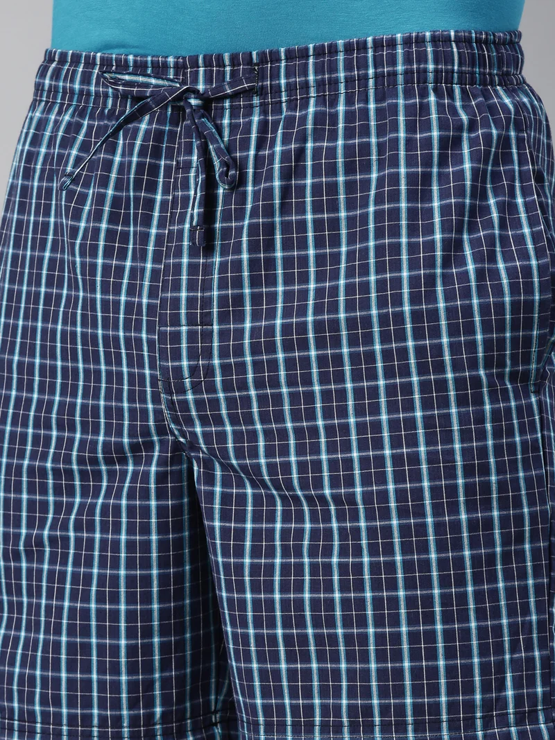 Joven  Dark Blue Checked Lounge Shorts for Men for Men | Best Price UAE