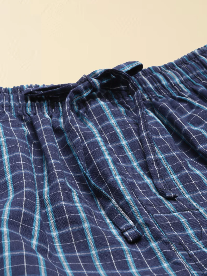 Joven  Dark Blue Checked Lounge Shorts for Men for Men | Best Price UAE