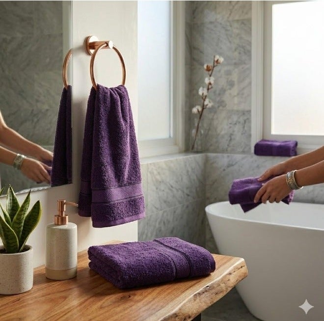 MOVEX 100% Cotton Text - Premium Color - 70 * 140cm - 500 Grams - Soft and Absorbent - Made in Egypt (Dark Mauve) - Image 3