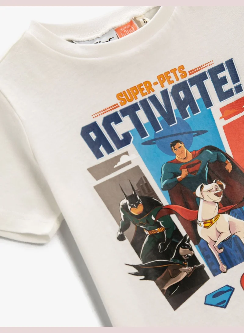 كوتون Super Pets Printed T-Shirt Licensed Short Sleeve Crew Neck Cotton