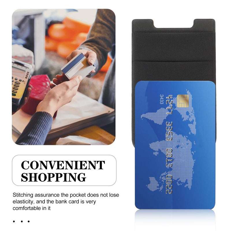 Marble Print Phone Wallet Card Holder Dual Slot Back Sticker for Men Women Black Gray - Image 4