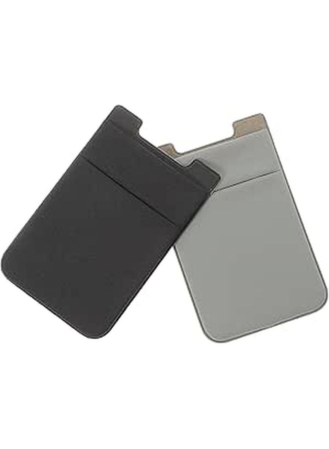 Marble Print Phone Wallet Card Holder Dual Slot Back Sticker for Men Women Black Gray - Image 1