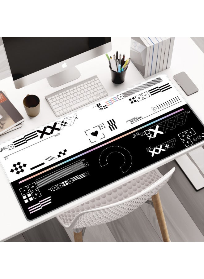 Printing Set Csgo Mouse Pad Super Large E-sports Game Special Desktop Pad Fine Face Lock Edge Thickened Keyboard Pad-color:300*600*2-pattern:Classic Black And White  - Image 1