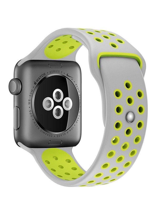 NIBEMINENT Sport Silicone Wrist Band For Nike Apple Watch 40 mm Grey/Green - Image 1