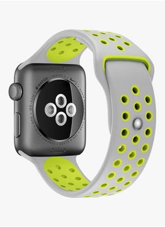 NIBEMINENT Sport Silicone Wrist Band For Nike Apple Watch 40 mm Grey/Green  - Image 2