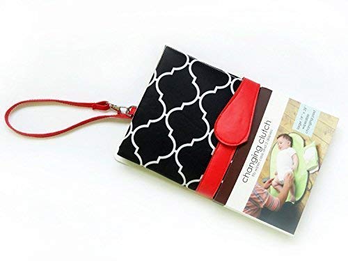 Babies Bloom Diaper Clutch Bag with Changing Matt, Waterproof Portable Baby Diaper Changing Station (Mommy Clutch Bag) (Black/Red) - Image 2