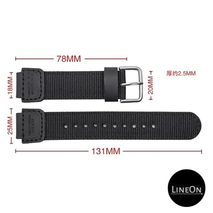 Lineon 18mm Nylon & Leather Nato Style Watch Strap Cut Pattern Specially Compatible With CASI0 Royale AE-1200WH AE 1200 WH with Tool & Pins - Image 3