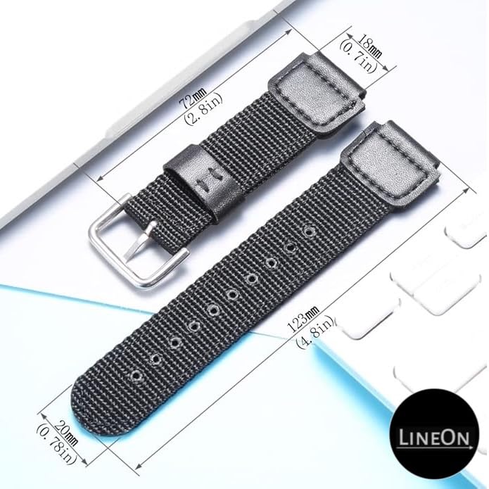 Lineon 18mm Nylon & Leather Nato Style Watch Strap Cut Pattern Specially Compatible With CASI0 Royale AE-1200WH AE 1200 WH with Tool & Pins - Image 5