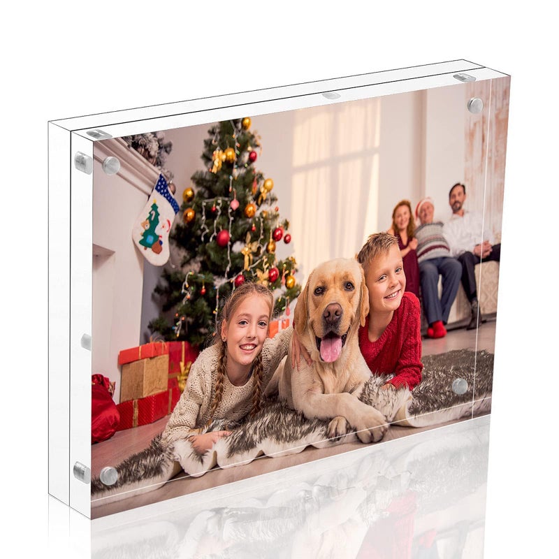 NIUBEE NIUBEE 5x7 Acrylic Picture Frame Photo Frame 20 Thicker Block Clear Frameless Acrylic Frames Double Sided Magnetic frames for Desktop  - Image 1