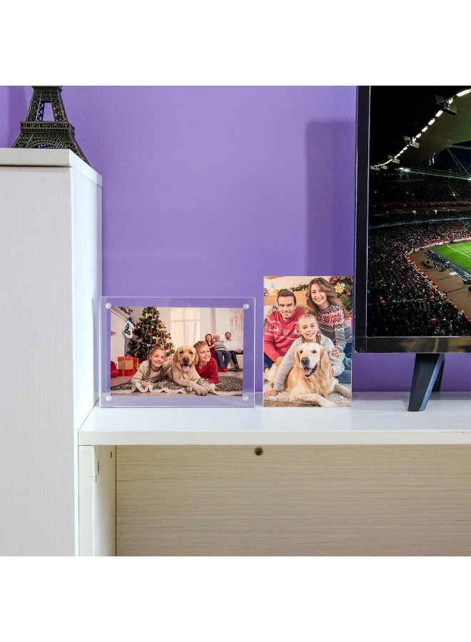 NIUBEE NIUBEE 5x7 Acrylic Picture Frame Photo Frame 20 Thicker Block Clear Frameless Acrylic Frames Double Sided Magnetic frames for Desktop  - Image 3