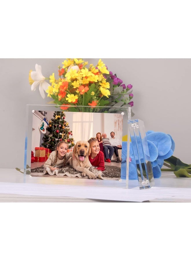 NIUBEE NIUBEE 5x7 Acrylic Picture Frame Photo Frame 20 Thicker Block Clear Frameless Acrylic Frames Double Sided Magnetic frames for Desktop  - Image 4