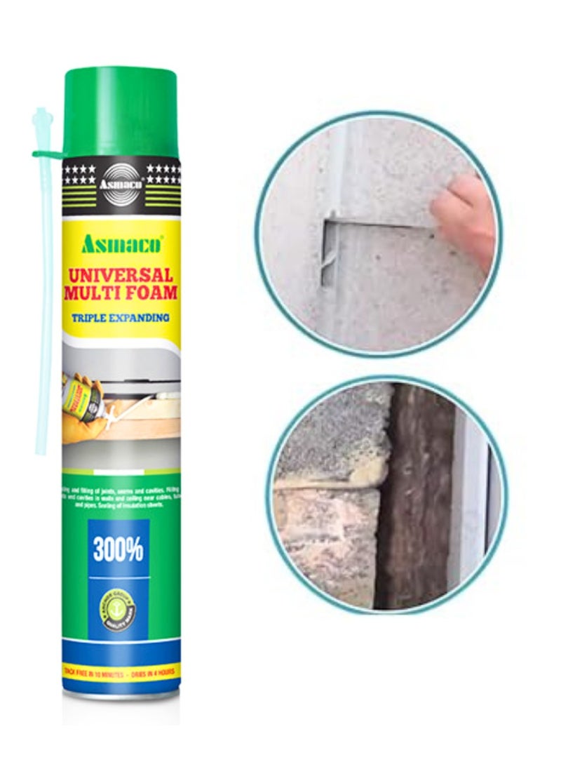 Asmaco - Polyurethane PU Insulating Foam Sealant | Multipurpose Expandable PU Foam Spray for Window, Tile, Door, and AC Gaps (750ml) - Image 1
