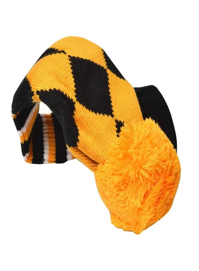 GOOACTION 3PCS Knitted Golf Head Covers 1-3-5 for Driver and Fairway Woods with Long Neck Design Vintage Argyle Yellow and Black Sock Pom Pom Golf Club Head Covers Set - Image 2