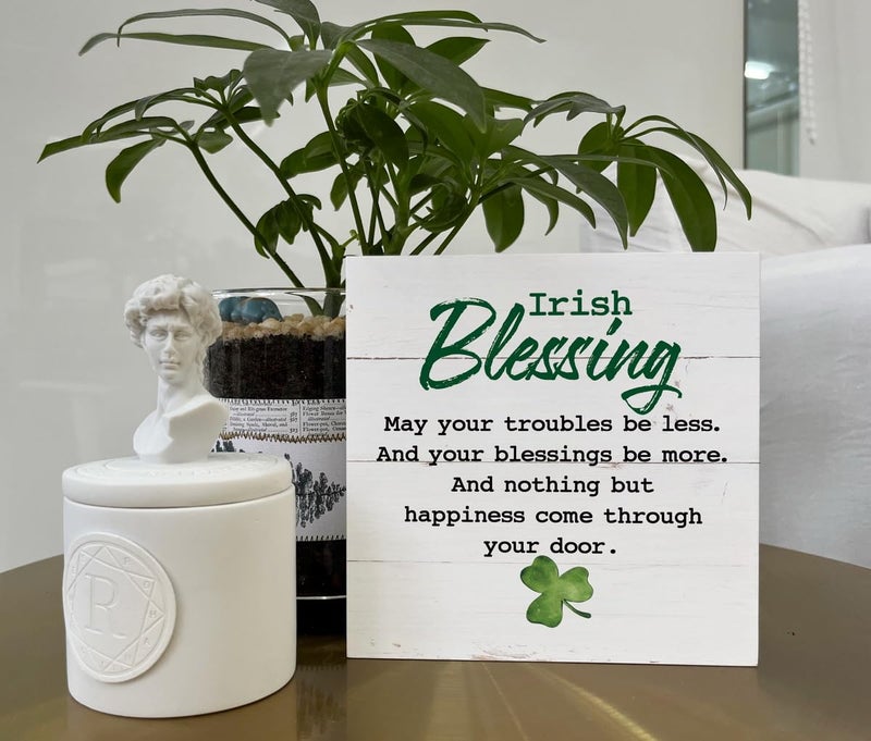 Razpah St. Patrick's Day Sign, Wooden Box Sign Desk Decor, Irish Blessing Wood Sign, Irish Blessing Happiness Friendship Gift, Farmhouse Home Decor for St Patrick's Day, Living Room Decor, Housewarming Gift - Image 5