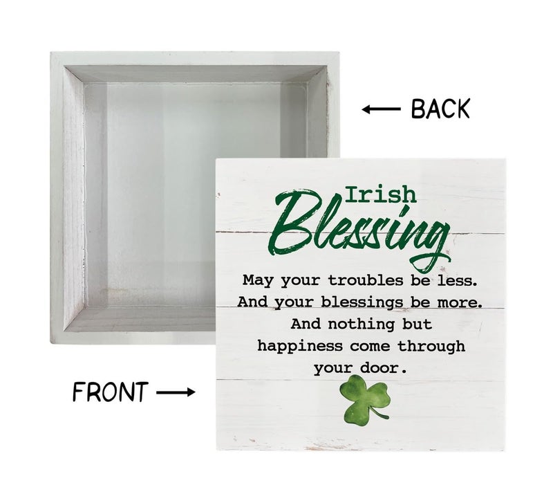 Razpah St. Patrick's Day Sign, Wooden Box Sign Desk Decor, Irish Blessing Wood Sign, Irish Blessing Happiness Friendship Gift, Farmhouse Home Decor for St Patrick's Day, Living Room Decor, Housewarming Gift - Image 3