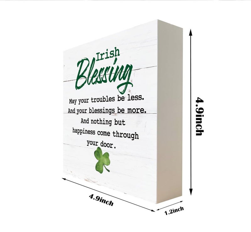 Razpah St. Patrick's Day Sign, Wooden Box Sign Desk Decor, Irish Blessing Wood Sign, Irish Blessing Happiness Friendship Gift, Farmhouse Home Decor for St Patrick's Day, Living Room Decor, Housewarming Gift - Image 2