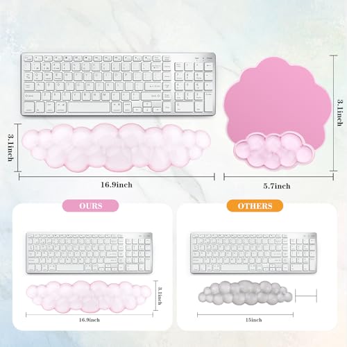 KEPUTAIER Gel Cloud Keyboard and Mouse Wrist Rest, Cute Wrist Support and Arm Support Rest for Typing Pain Relief，Suitable for Office/Computer/Laptop/Gaming Set-Pink - Image 5
