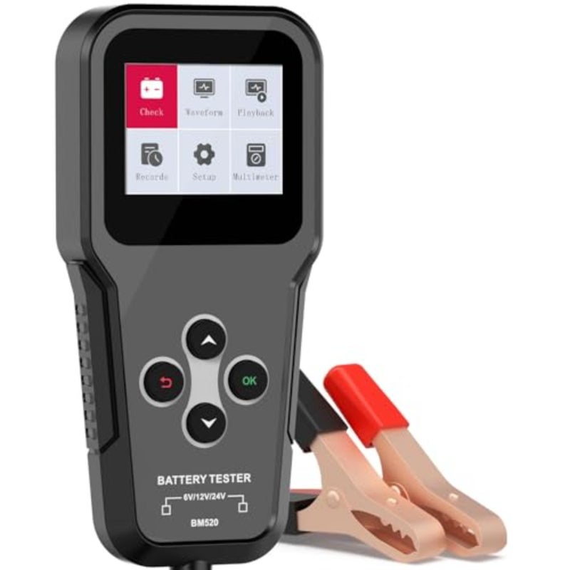 Multi-Voltage Car Battery Tester 6V 12V 24V, BM520 Automotive Battery Load Tester 100-2000 CCA Auto Battery Tester Digital Battery Analyzer Auto Battery Capacity and Load Tester for Car Motorcycle AT - Image 1