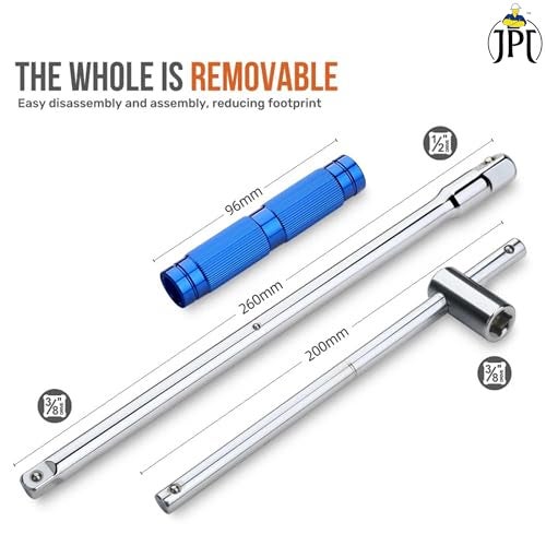 JPT 360° Rotation T Type Socket Wrench 1/2 (12.5mm) Detachable T-bar Spanner for Hex/Twelve Angle Socket Sleeve Tools - Image 2