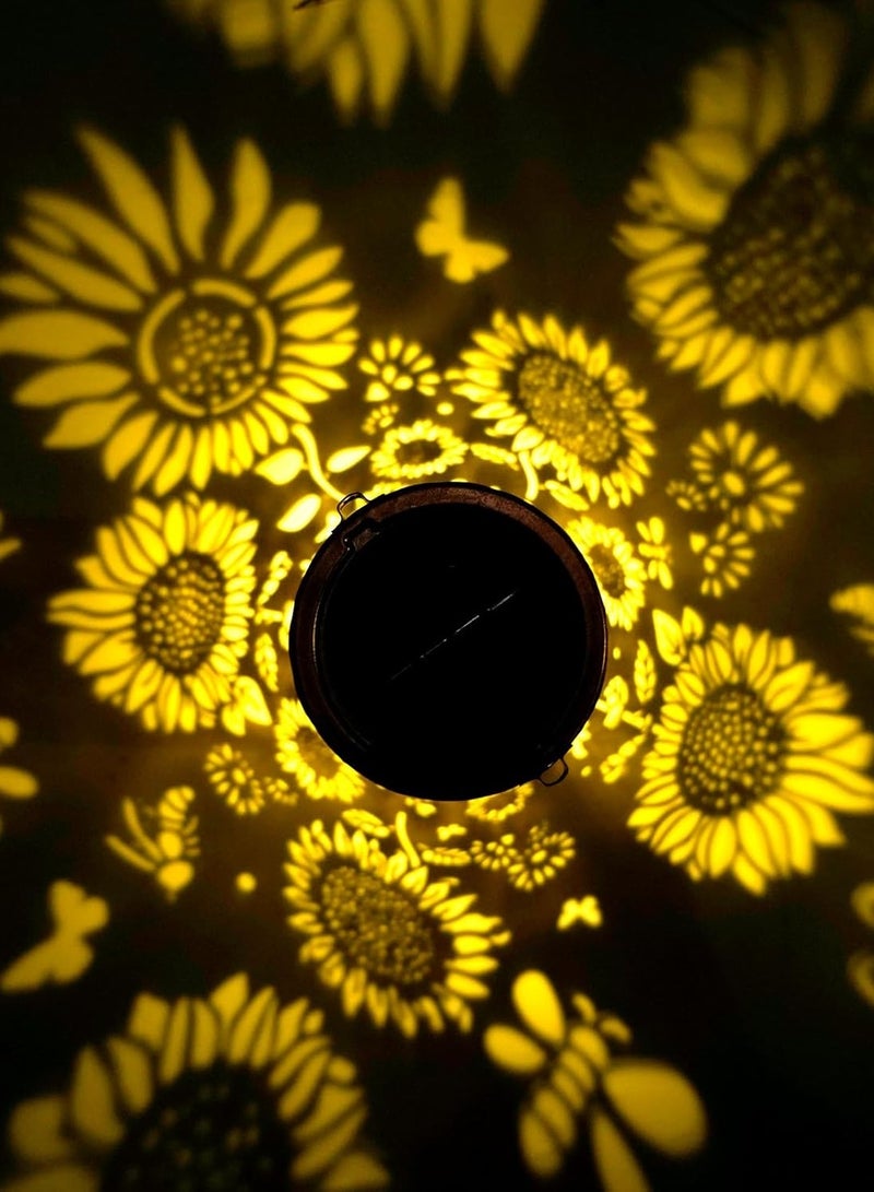 GRKC Sunflower Solar Lanterns Outdoor Waterproof Metal Hanging Solar Lights for Yard, Patio, Porch, Garden Decor, Waterproof Outdoor Lantern for Home, Perfect Christmas, Birthday Gifts for Women, Mom, Grandma, Friends - Solar Powered Garden Lights (1 Pack) - Image 3
