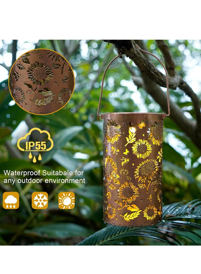 GRKC Sunflower Solar Lanterns Outdoor Waterproof Metal Hanging Solar Lights for Yard, Patio, Porch, Garden Decor, Waterproof Outdoor Lantern for Home, Perfect Christmas, Birthday Gifts for Women, Mom, Grandma, Friends - Solar Powered Garden Lights (1 Pack) - Image 5