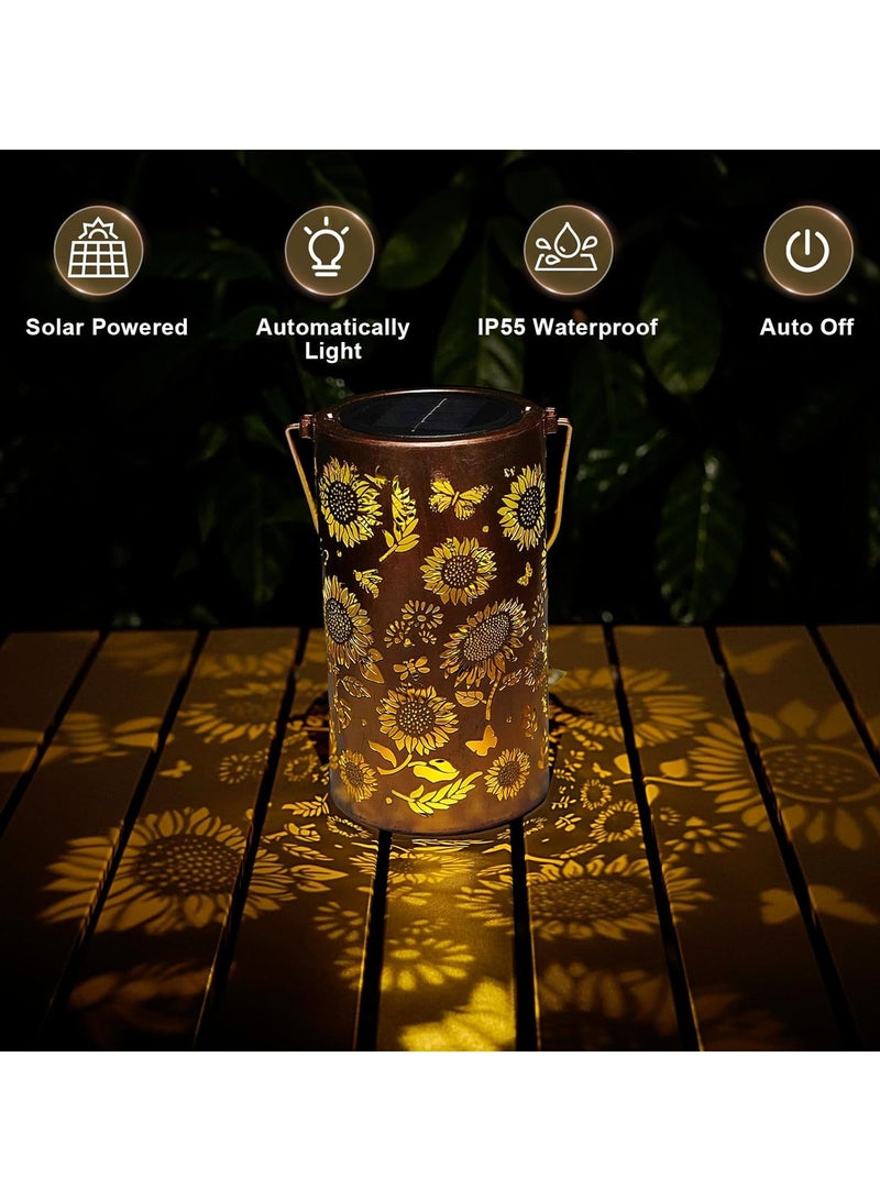 GRKC Sunflower Solar Lanterns Outdoor Waterproof Metal Hanging Solar Lights for Yard, Patio, Porch, Garden Decor, Waterproof Outdoor Lantern for Home, Perfect Christmas, Birthday Gifts for Women, Mom, Grandma, Friends - Solar Powered Garden Lights (1 Pack) - Image 4
