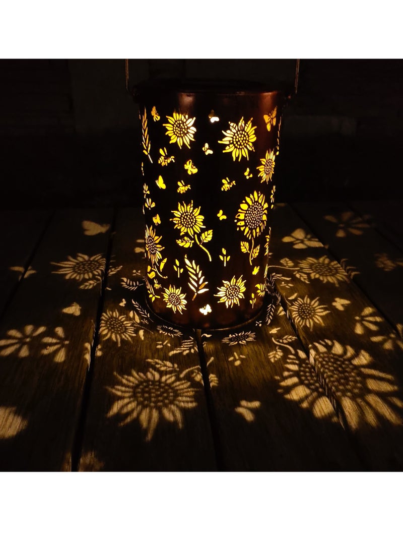 GRKC Sunflower Solar Lanterns Outdoor Waterproof Metal Hanging Solar Lights for Yard, Patio, Porch, Garden Decor, Waterproof Outdoor Lantern for Home, Perfect Christmas, Birthday Gifts for Women, Mom, Grandma, Friends - Solar Powered Garden Lights (1 Pack) - Image 2