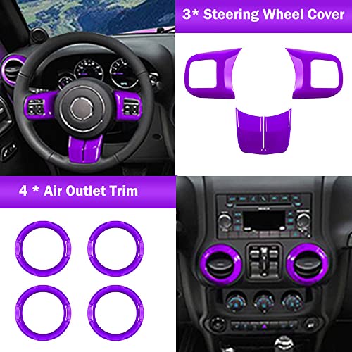 Opall 18 PCS Full Set Interior Decoration Trim Kit,Interior Door Handle Cover Trim,Copilot Handle Cover Trim,Air Conditioning Vent Cover Trim, for Jeep Wrangler JK JKU 2011-2018 4-Door (Purple) - Image 4