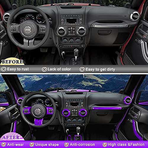 Opall 18 PCS Full Set Interior Decoration Trim Kit,Interior Door Handle Cover Trim,Copilot Handle Cover Trim,Air Conditioning Vent Cover Trim, for Jeep Wrangler JK JKU 2011-2018 4-Door (Purple) - Image 3