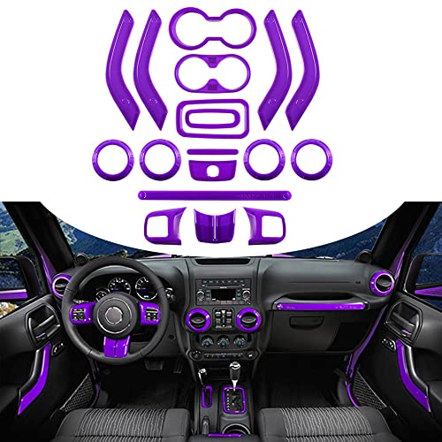 Opall 18 PCS Full Set Interior Decoration Trim Kit,Interior Door Handle Cover Trim,Copilot Handle Cover Trim,Air Conditioning Vent Cover Trim, for Jeep Wrangler JK JKU 2011-2018 4-Door (Purple) - Image 1