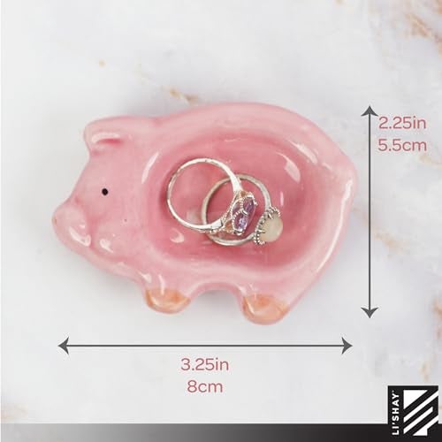 Li'Shay Ring Dish Tray for Jewelry, Trinket, and More - Ceramic Pig Dish - Image 4