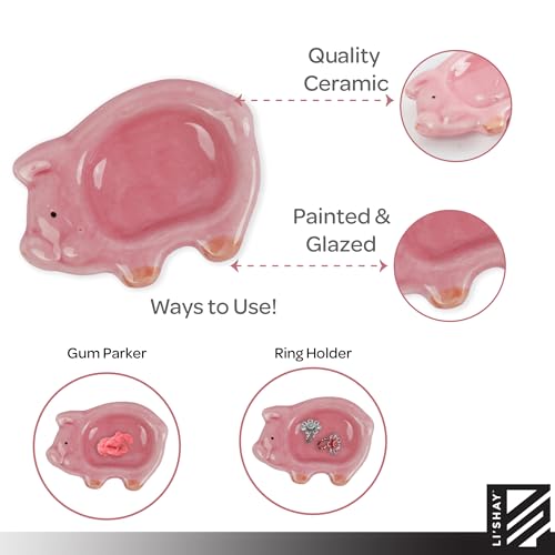 Li'Shay Ring Dish Tray for Jewelry, Trinket, and More - Ceramic Pig Dish - Image 3