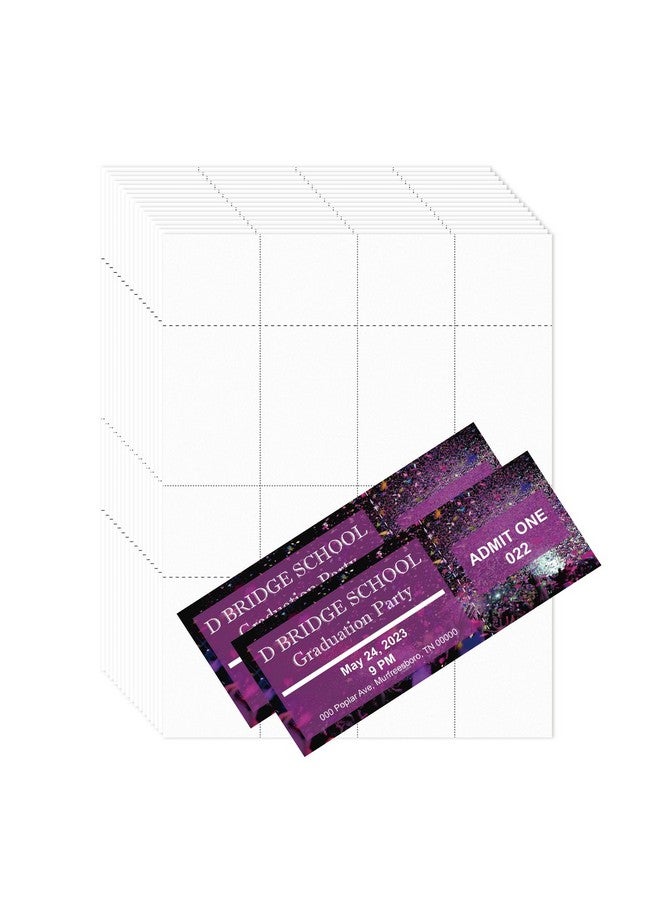MR-LABEL 210Gsm Heavyweight Printable Raffle Tickets With Tearaway Stubs Microperforated Cardstock Laser/Inkjet For Raffle And Event Tickets (21/8 X 51/2 25 Sheets 200 Tickets) - Image 1