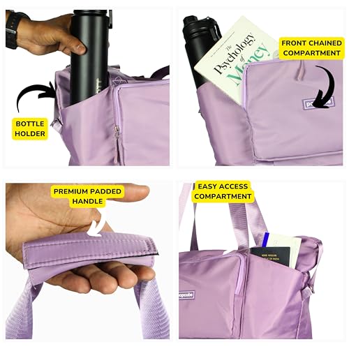 POPCUBE Premium Foldable Duffle Bag for Travel for Women-Folding Bags for Travelling-Travel Bag for Women-Multipurpose Foldable Bags for Travelling. (Style 3 with Wheels, Purple) - Image 4