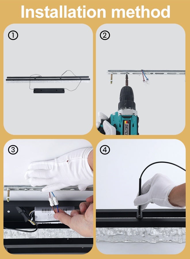 YATAI LIGHTING Modern LED Strip Chandelier, 48W Dimmable Pendant Light with Remote, Adjustable Height, 3-Color Wall Switch Control 3000K to 6000K, Black Linear Fixture for Dining Table and Living Spaces,120cm - Image 5