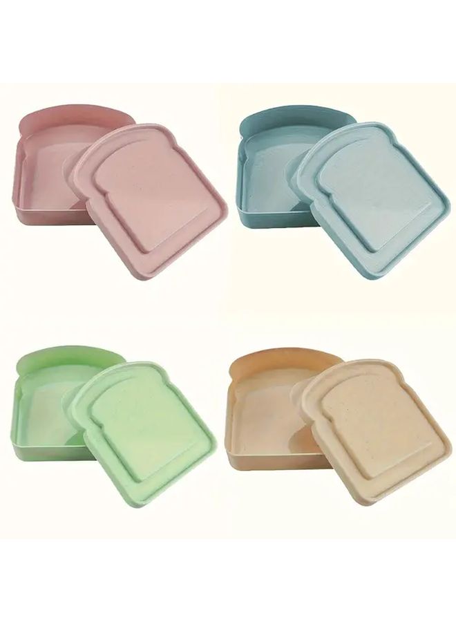 Beige Wheat Straw Bread Box Reusable Rectangular Flip Sandwich Storage Container For Kitchen - Image 4