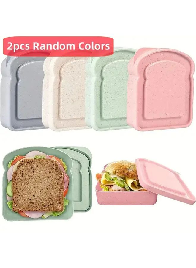 Beige Wheat Straw Bread Box Reusable Rectangular Flip Sandwich Storage Container For Kitchen - Image 5
