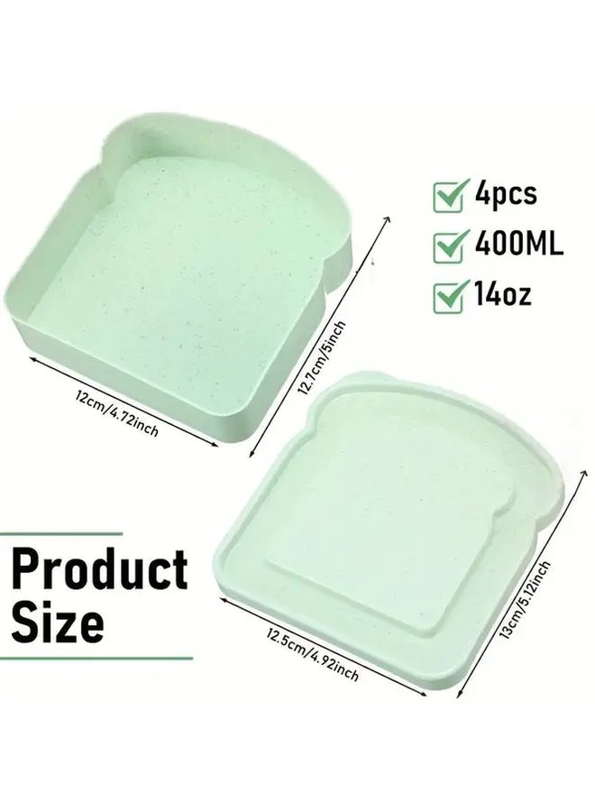 Beige Wheat Straw Bread Box Reusable Rectangular Flip Sandwich Storage Container For Kitchen - Image 2
