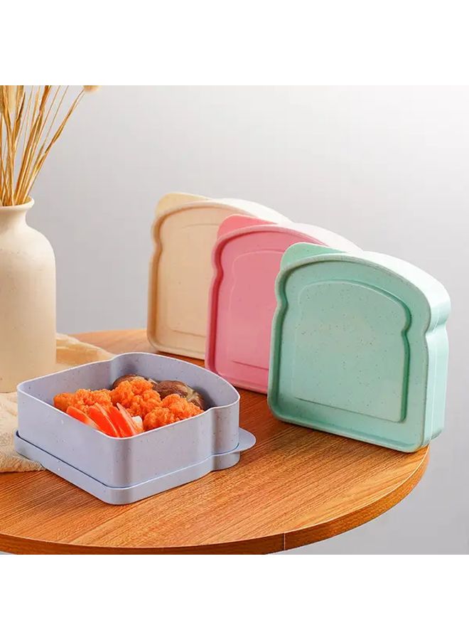 Beige Wheat Straw Bread Box Reusable Rectangular Flip Sandwich Storage Container For Kitchen - Image 3
