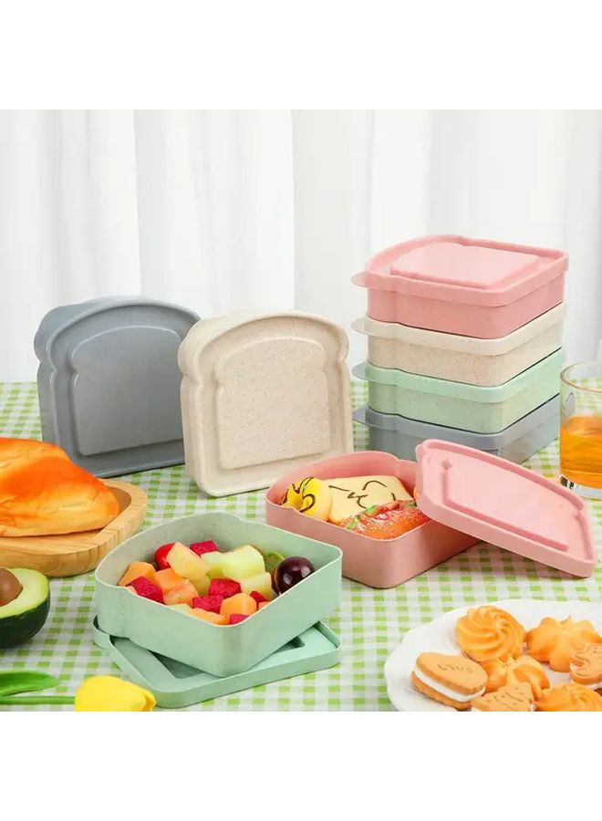 Beige Wheat Straw Bread Box Reusable Rectangular Flip Sandwich Storage Container For Kitchen - Image 1