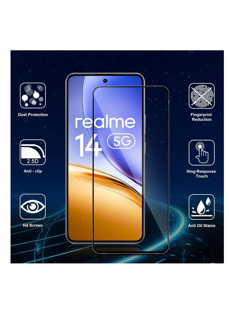 Screen Protector  for Realme 14 5G / Realme 14T 5G Premium Tempered Glass Screen Protector - Black - Image 3