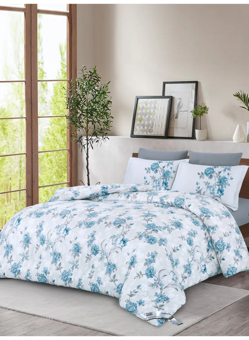 Donetella Bedding Comforter Set King Size, 6-Pcs Bed Set Fits 200x200 Cms -Printed Bedding Set-All Season- Brushed Microfiber (طقم مفرش سرير فندقي)